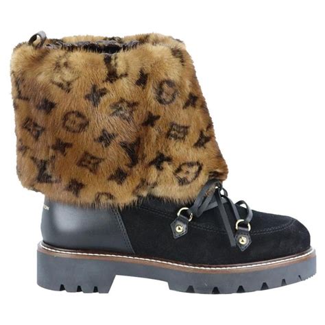 louis vuitton fur-trimmed wedge ankle boots